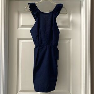 Lauren James‎ navy blue seersucker dress size XS